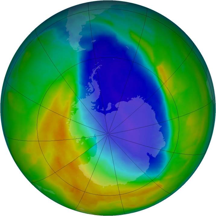 Antarctic ozone map for 17 October 2013